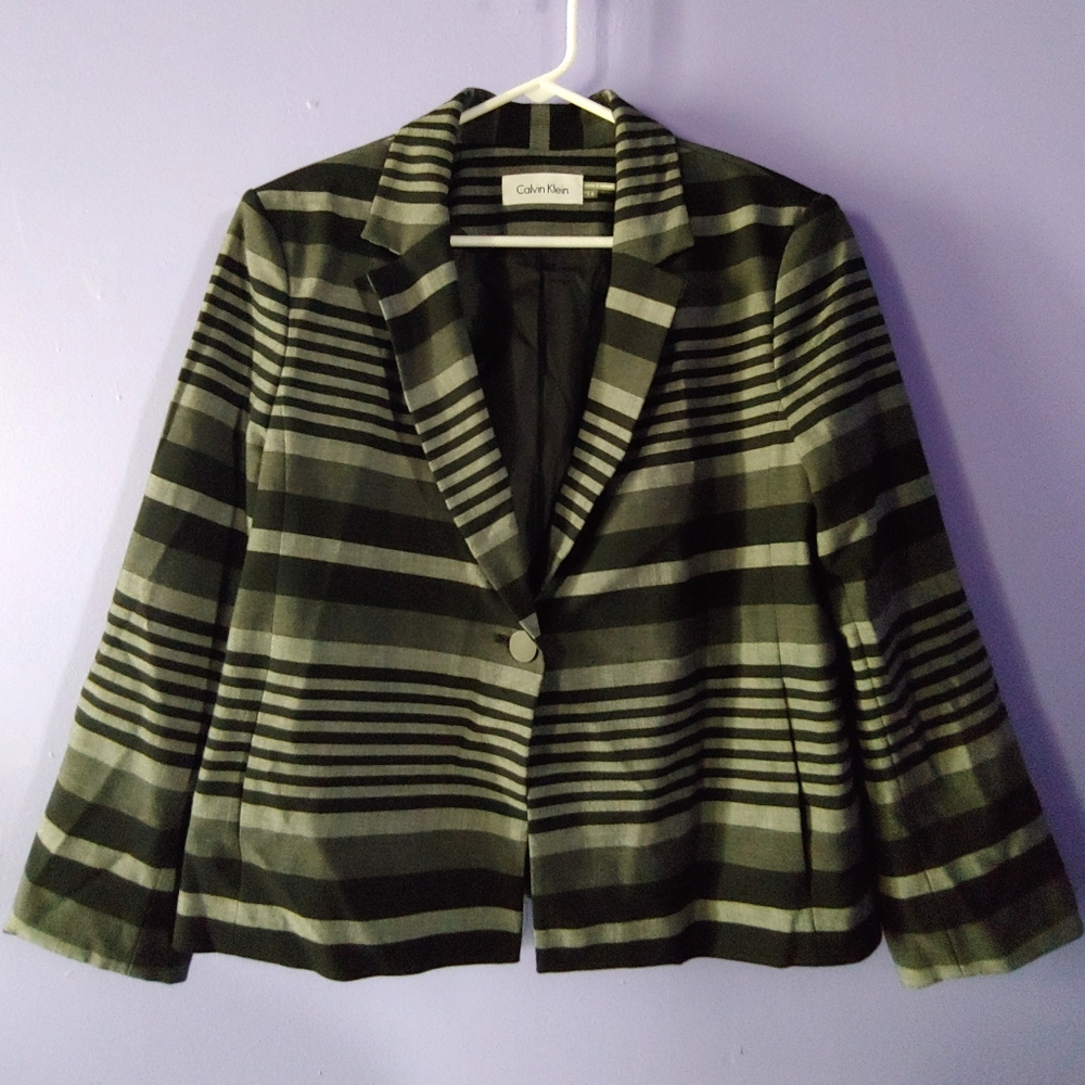 Calvin Klein grey and black striped blazer
